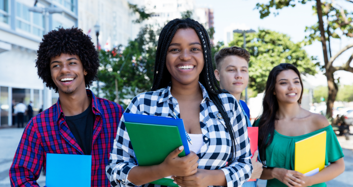 International students outside a European university